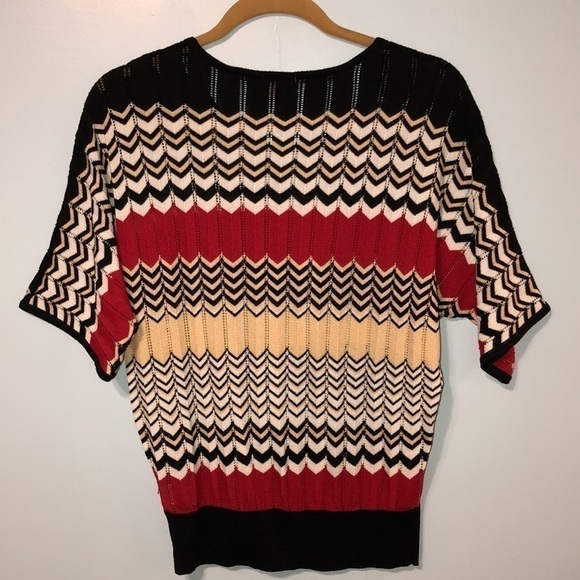 Carducci size medium petite knit Sweater Geometric striped multi color polyester - Picture 10 of 10